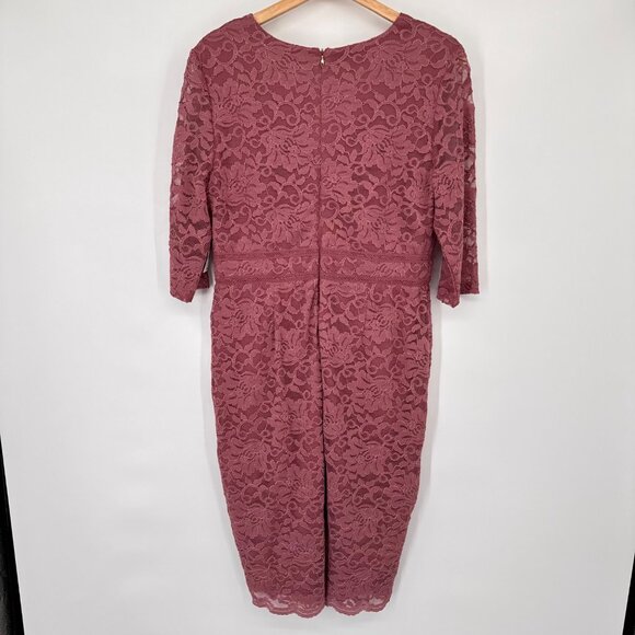 Talia Sodi Mauve Lace 3/4 Sleeve Midi Dress V-Neck size Medium New $89 - Picture 13 of 15